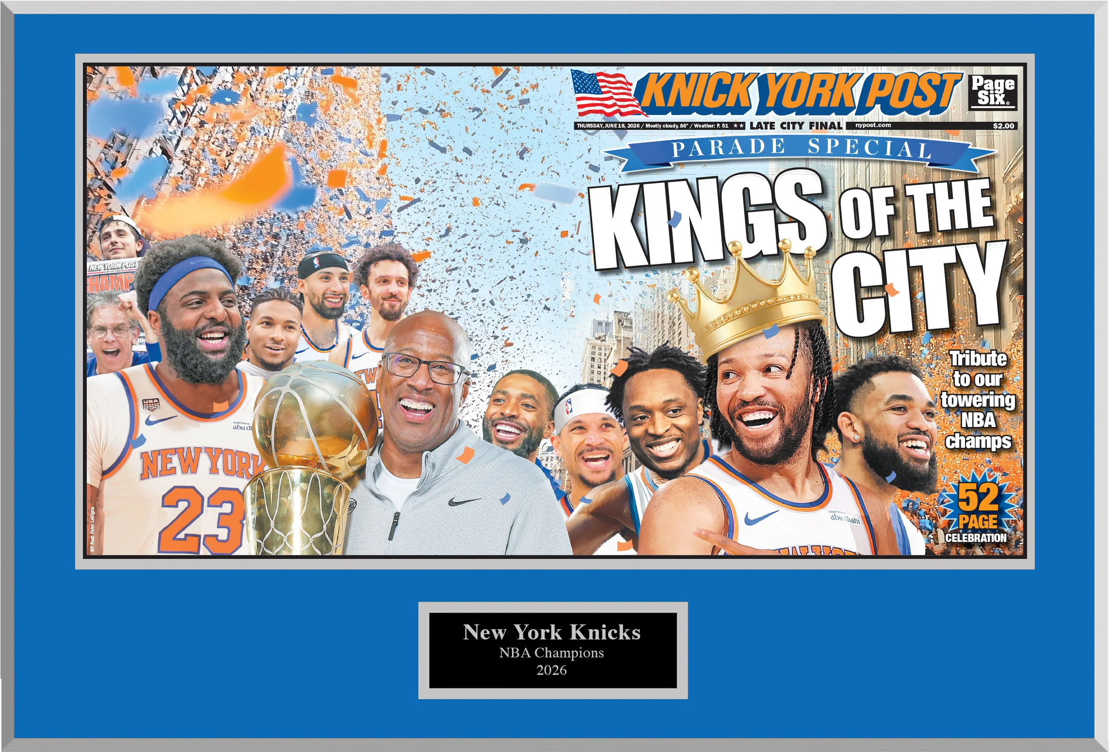 2026 Knick York Post Championship Plaque Front & Back Cover Wrap