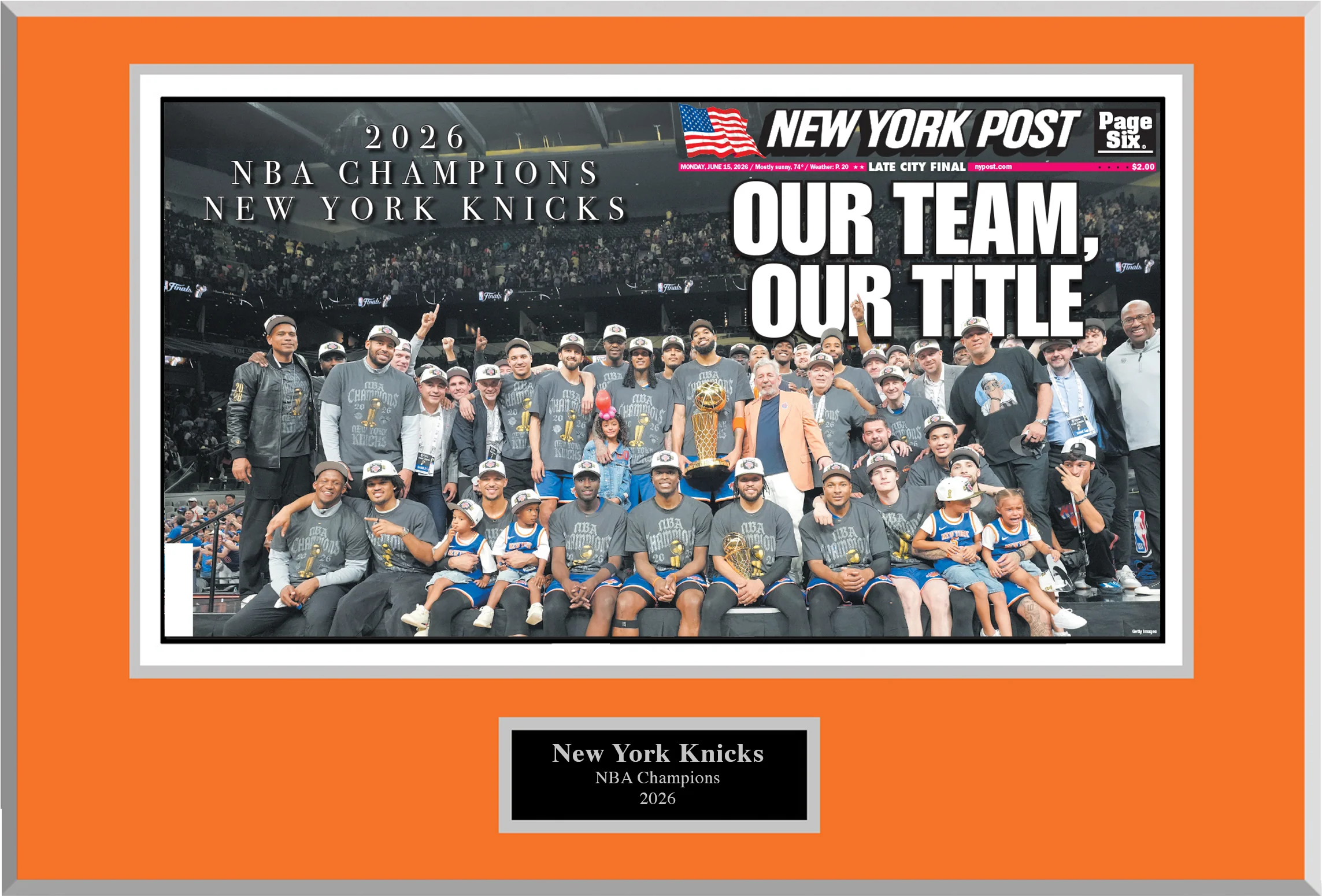 2026 Knicks Championship Celebration Plaque Front & Back Cover Wrap