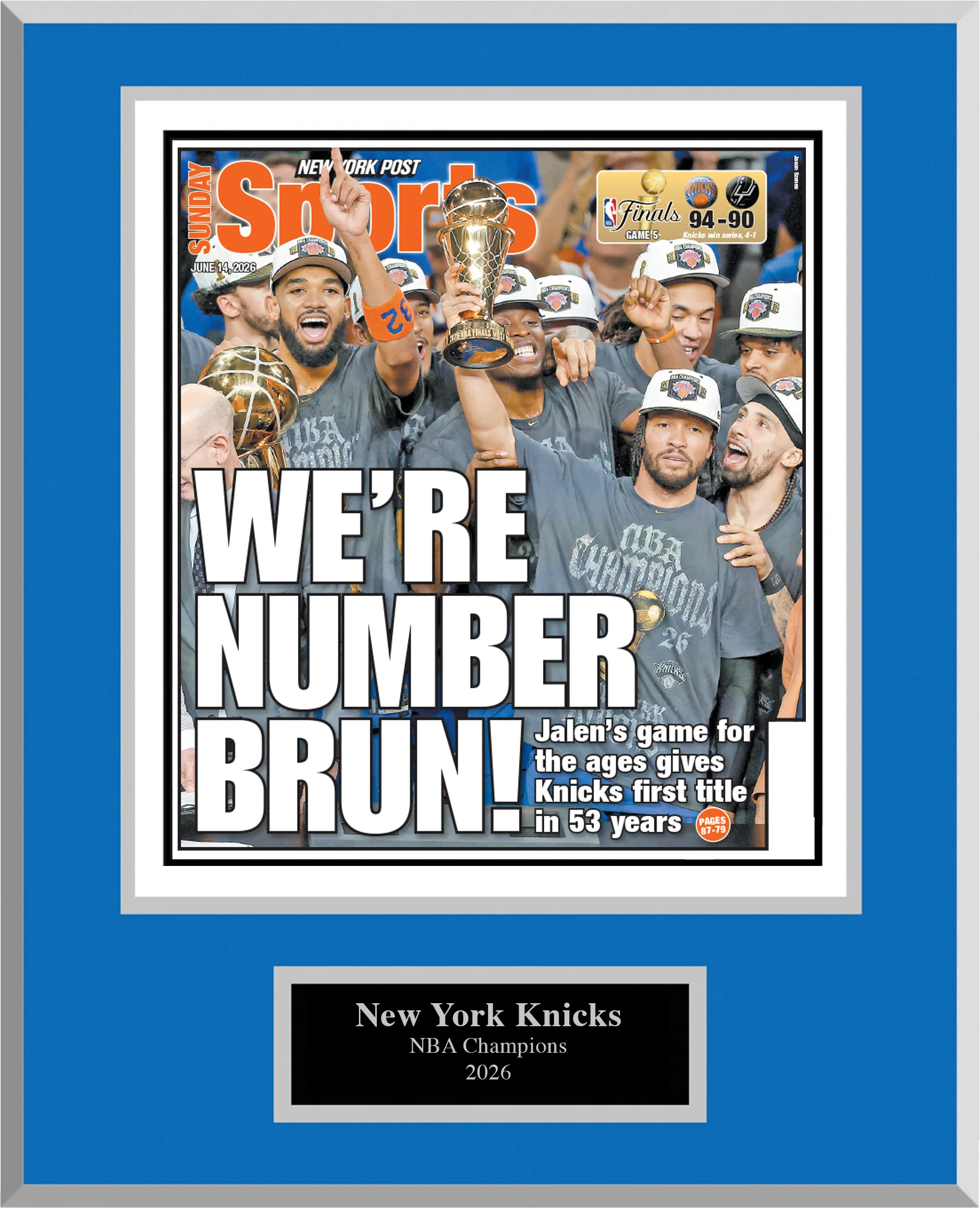 2026 Knicks Championship Plaque - Back Cover