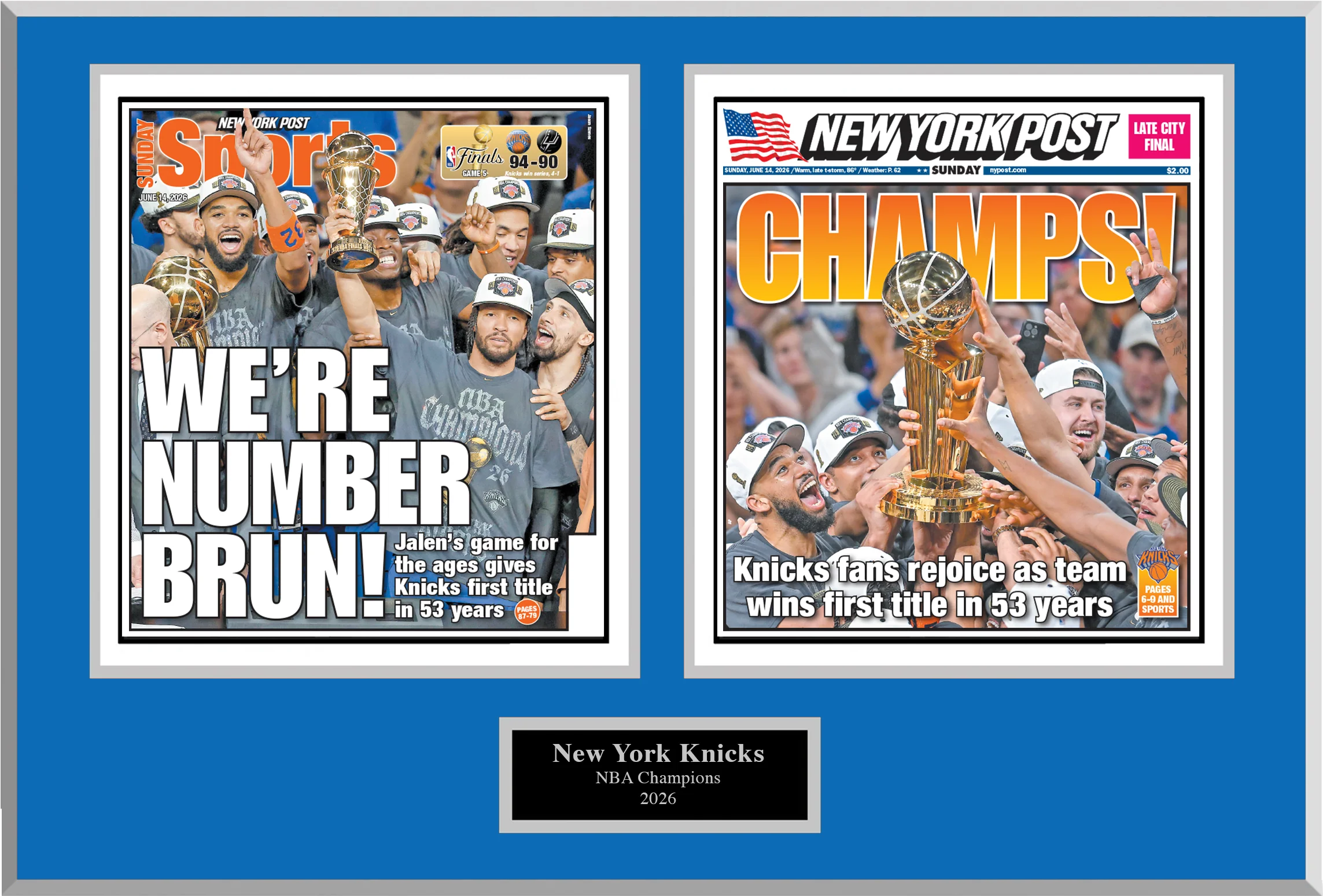 2026 Knicks Championship Plaque Cover Spread