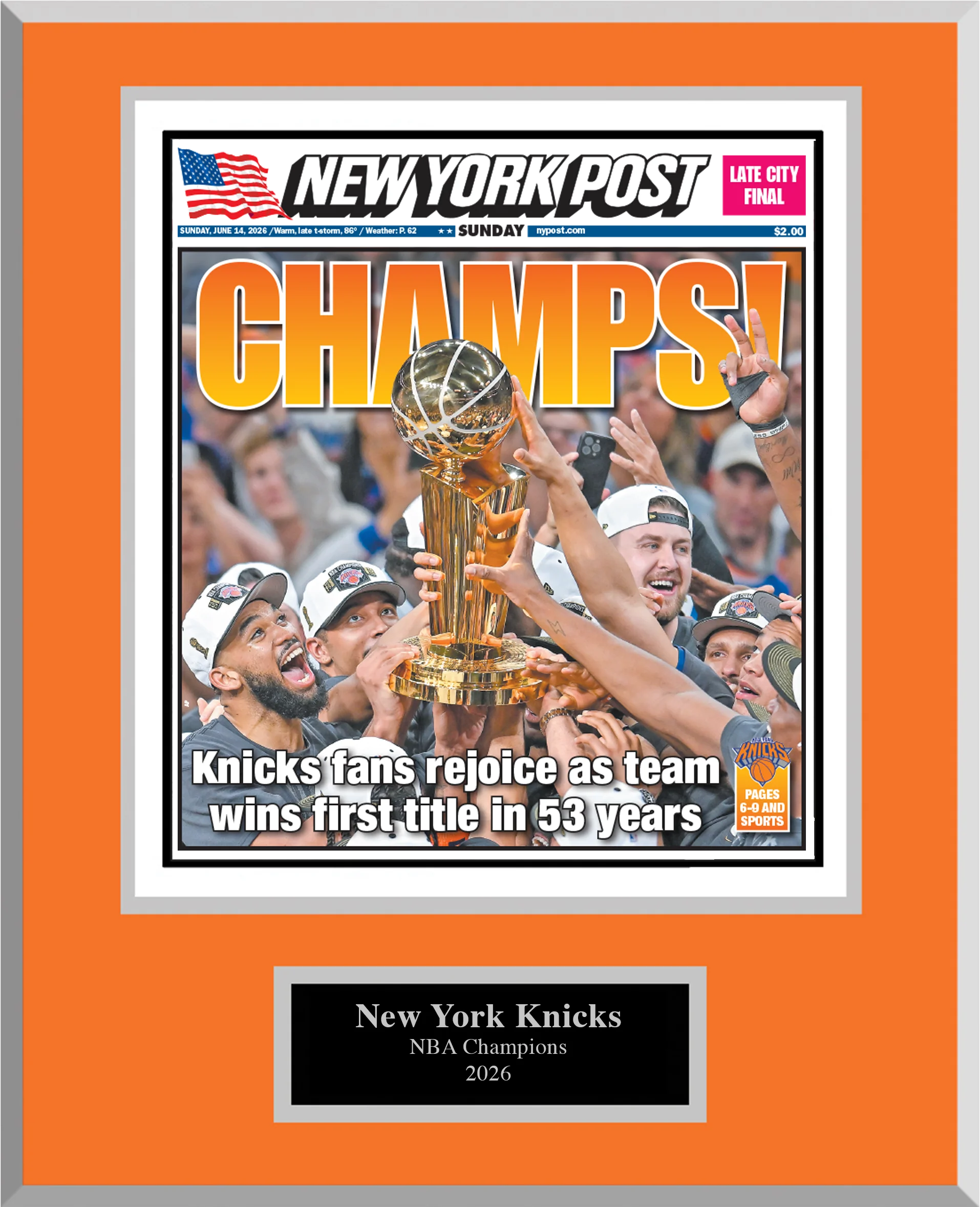 2026 Knicks Championship Plaque - Front Cover - Image 3