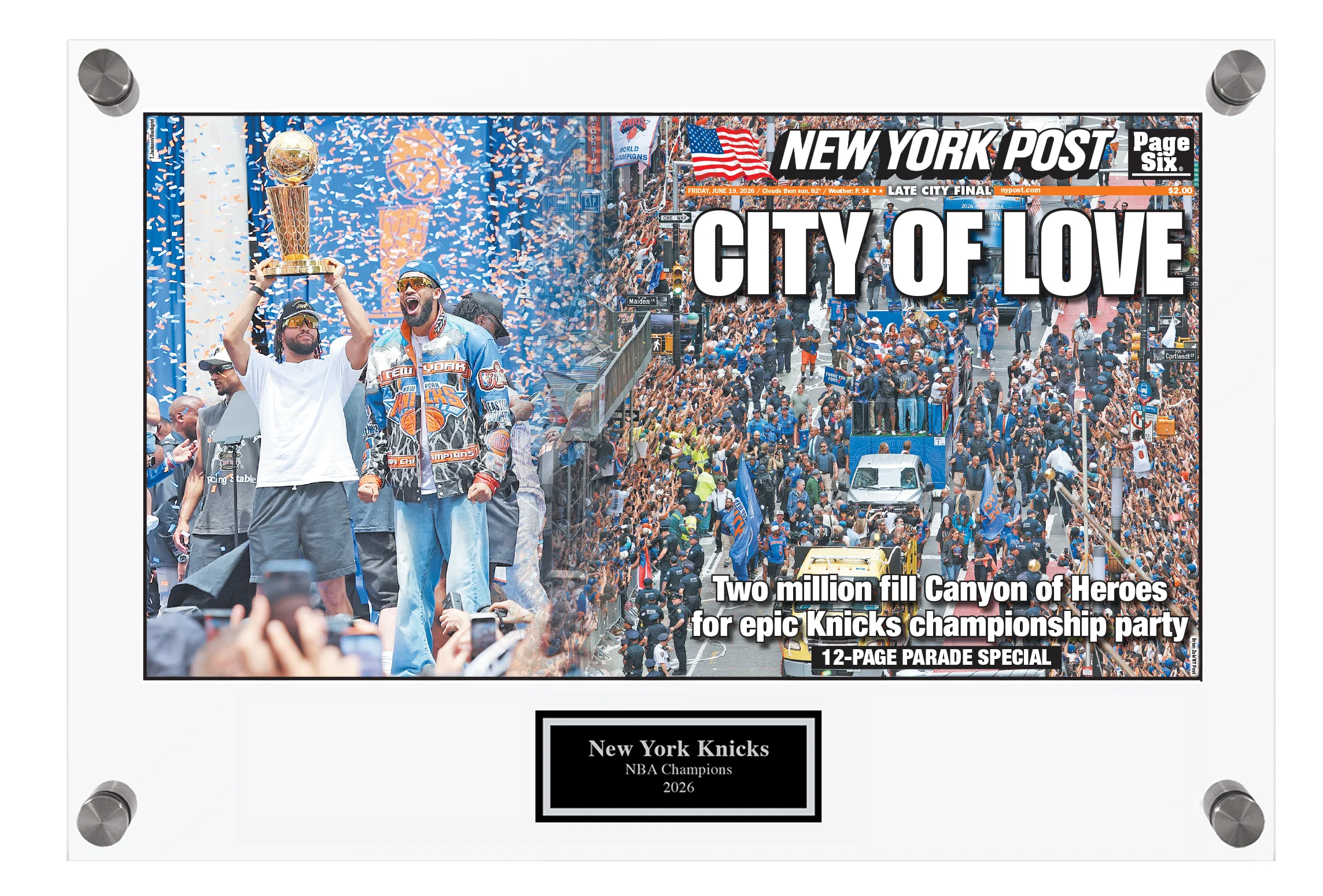 2026 Knicks Parade Day Plaque Front & Back Cover Wrap