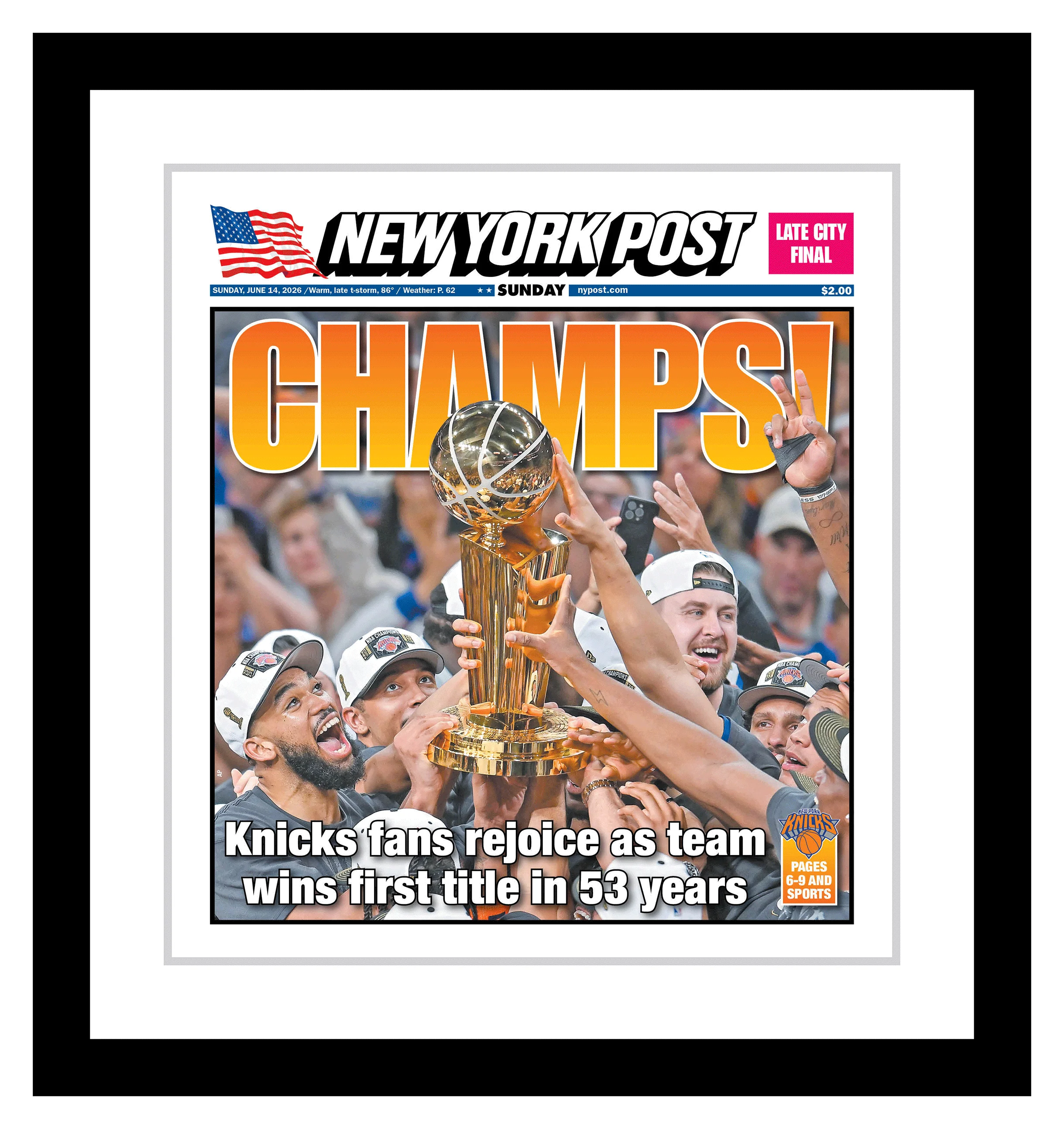 Premium Framed 2026 Championship Front Cover