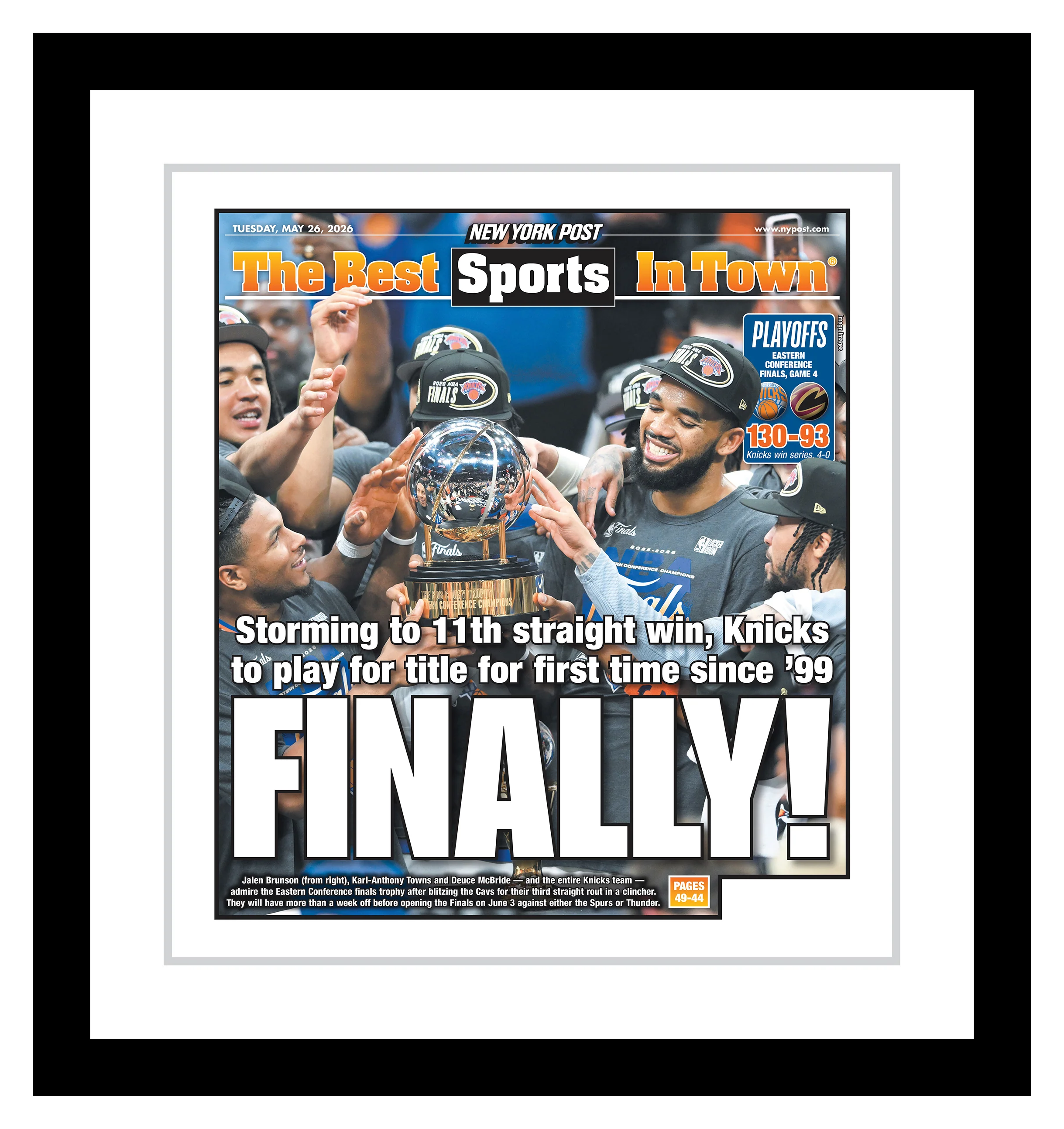Premium Framed Playoff Cover "Finally" - May 26, 2026