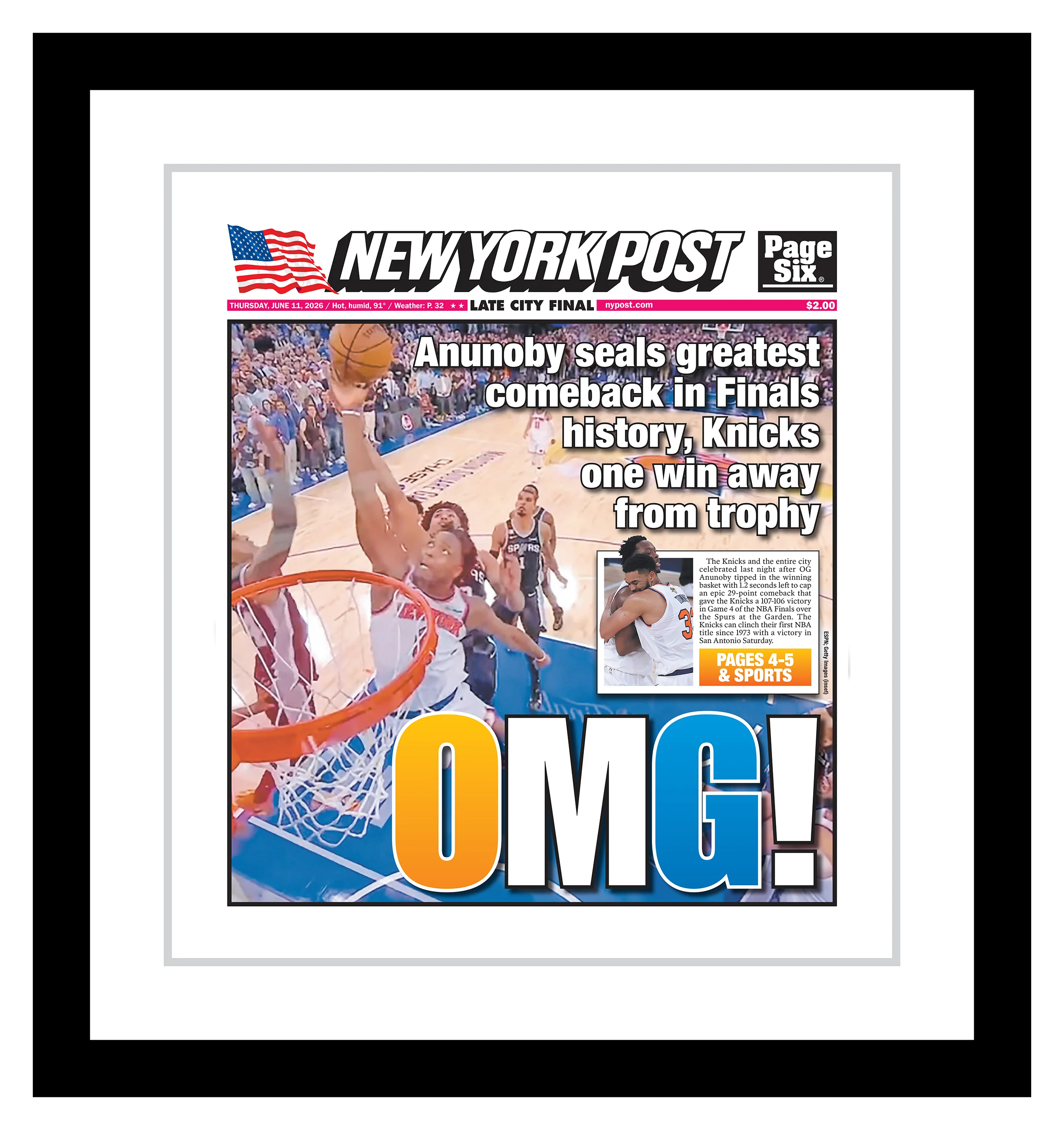 Premium Framed Playoff Cover - OMG - June 11, 2026