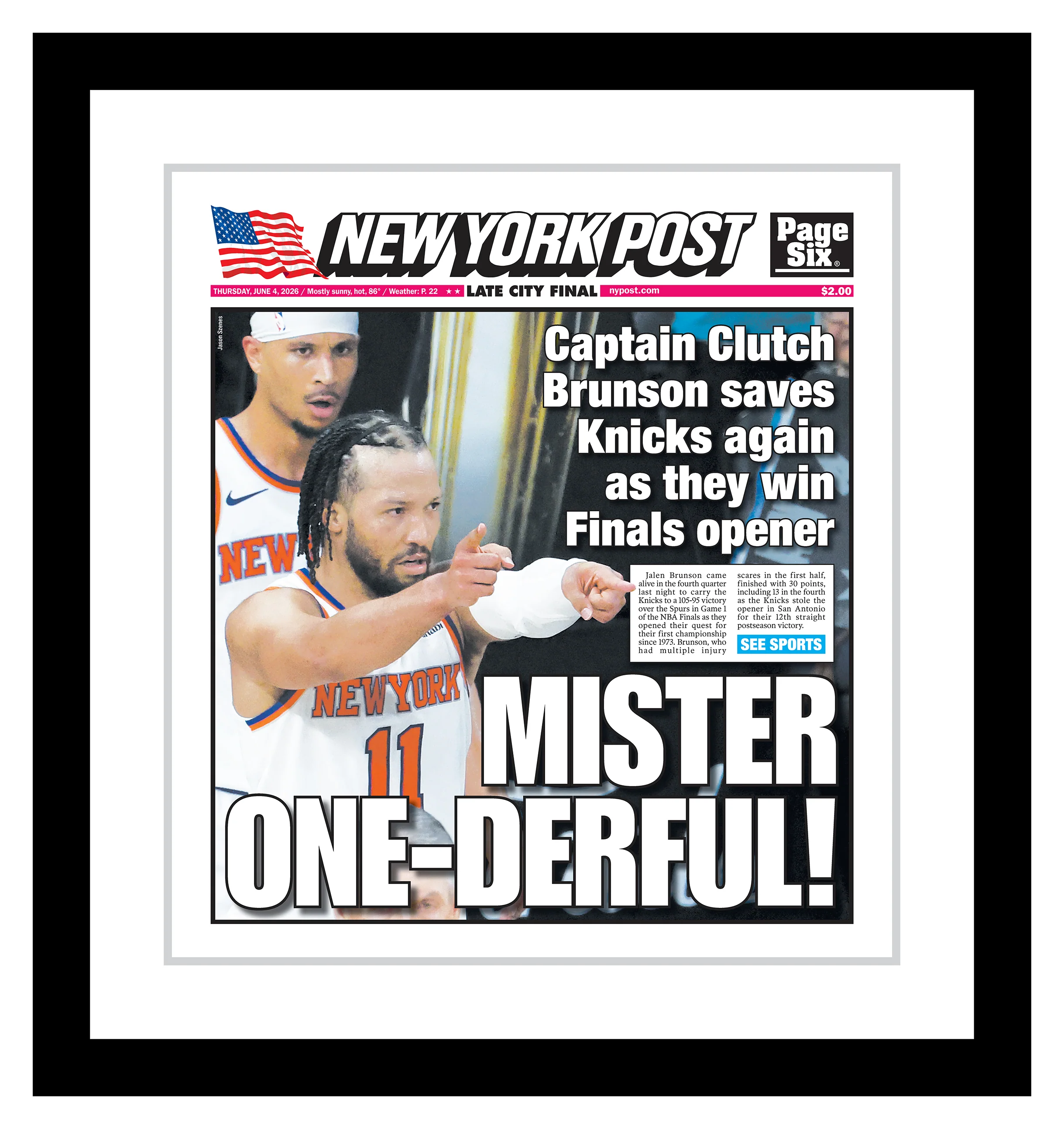 Premium Framed Playoff Cover "Mister One-derful!" - June 4, 2026