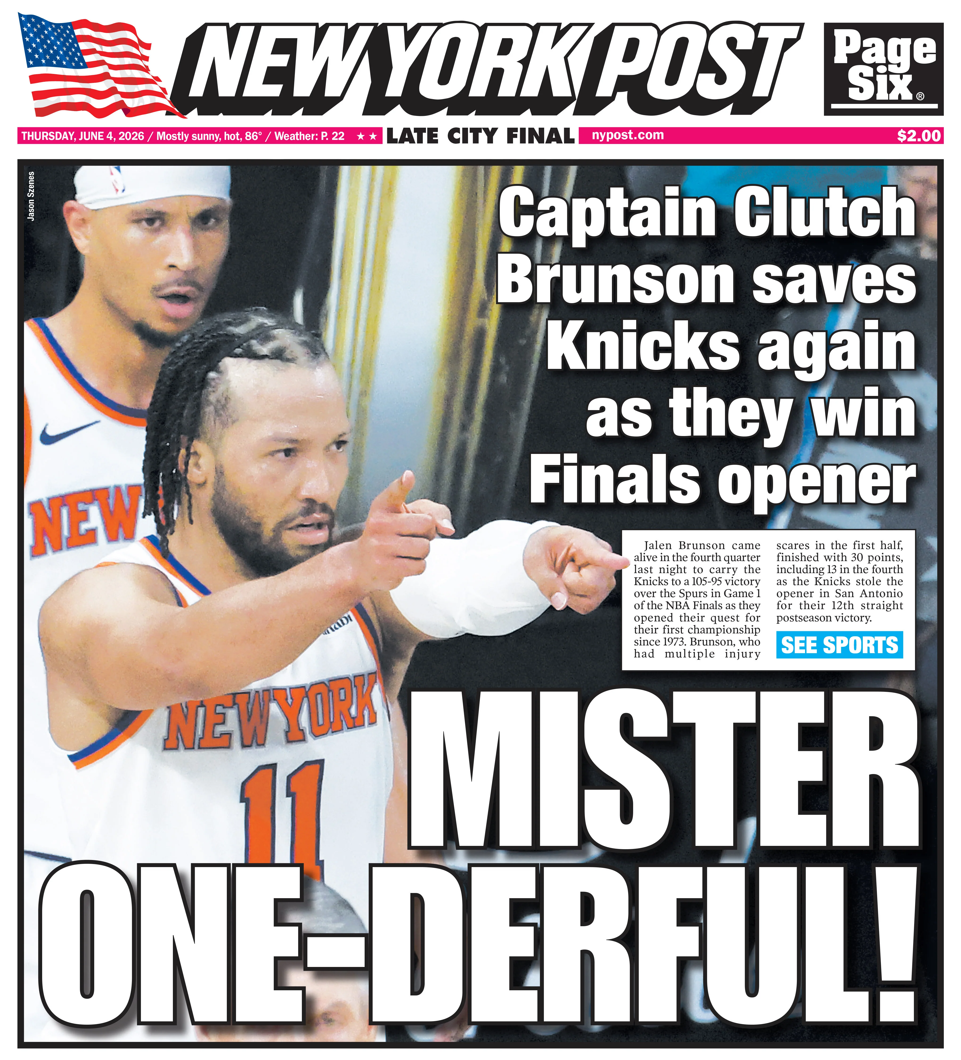 Premium Framed Playoff Cover "Mister One-derful!" - June 4, 2026 - Image 2